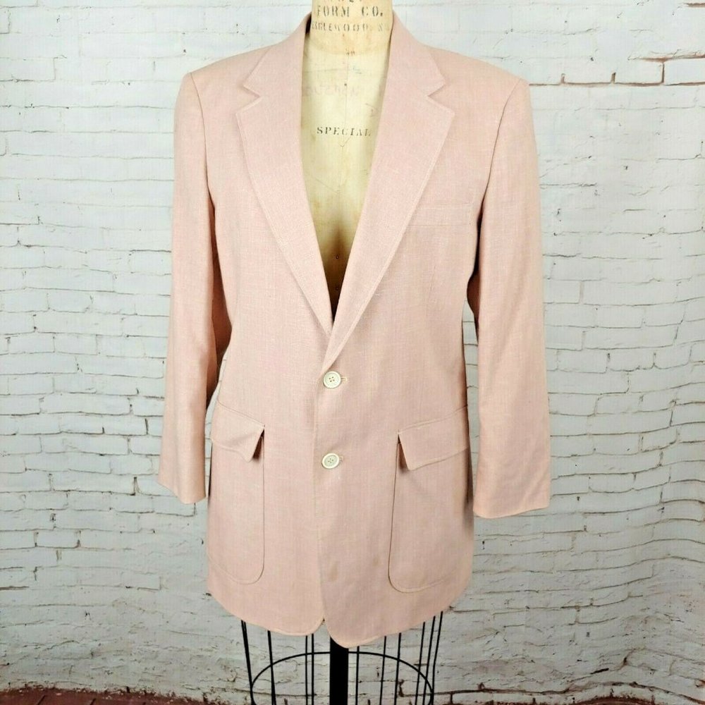 Vintage Glenshire Fine Tailored Clothing Blazer Mens 42 Lined Pink Jacket - Picture 1 of 12